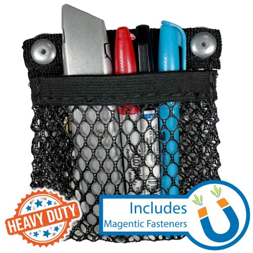 6" x 5" • Heavy-Duty Magnetic Mesh Small Item Pocket • 2 Magnet