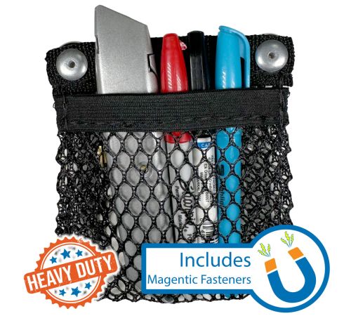 6" x 5" • Heavy-Duty Magnetic Mesh Small Item Pocket • 2 Magnet